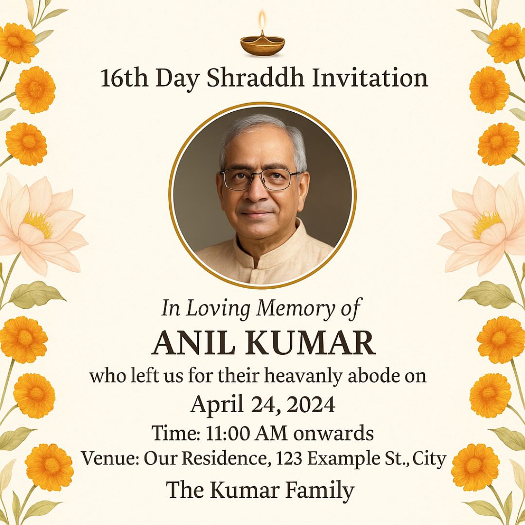 16th day shraddh invitation