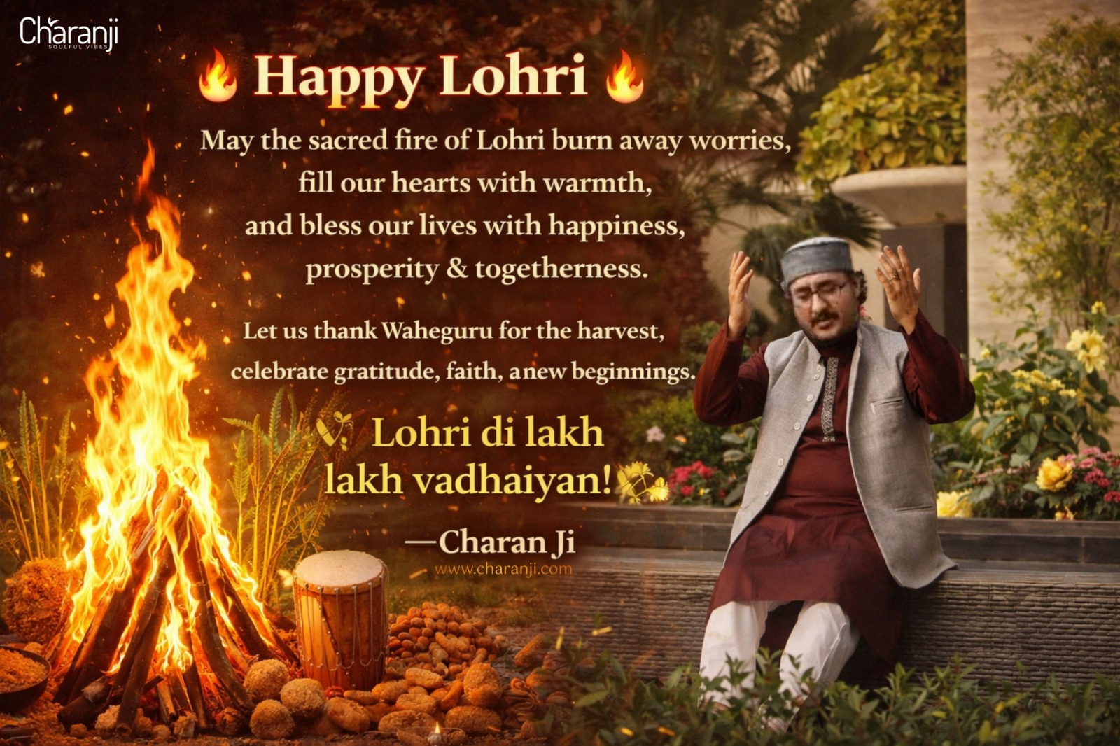 Happy Lohri 2026 – A Sacred Celebration of Gratitude & New Beginnings with Charan Ji